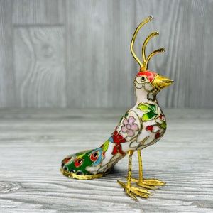 Decorative enamel and tin peacock decoration figurine trinket Knick knack